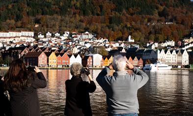 A view of Bryggen across Vågen 