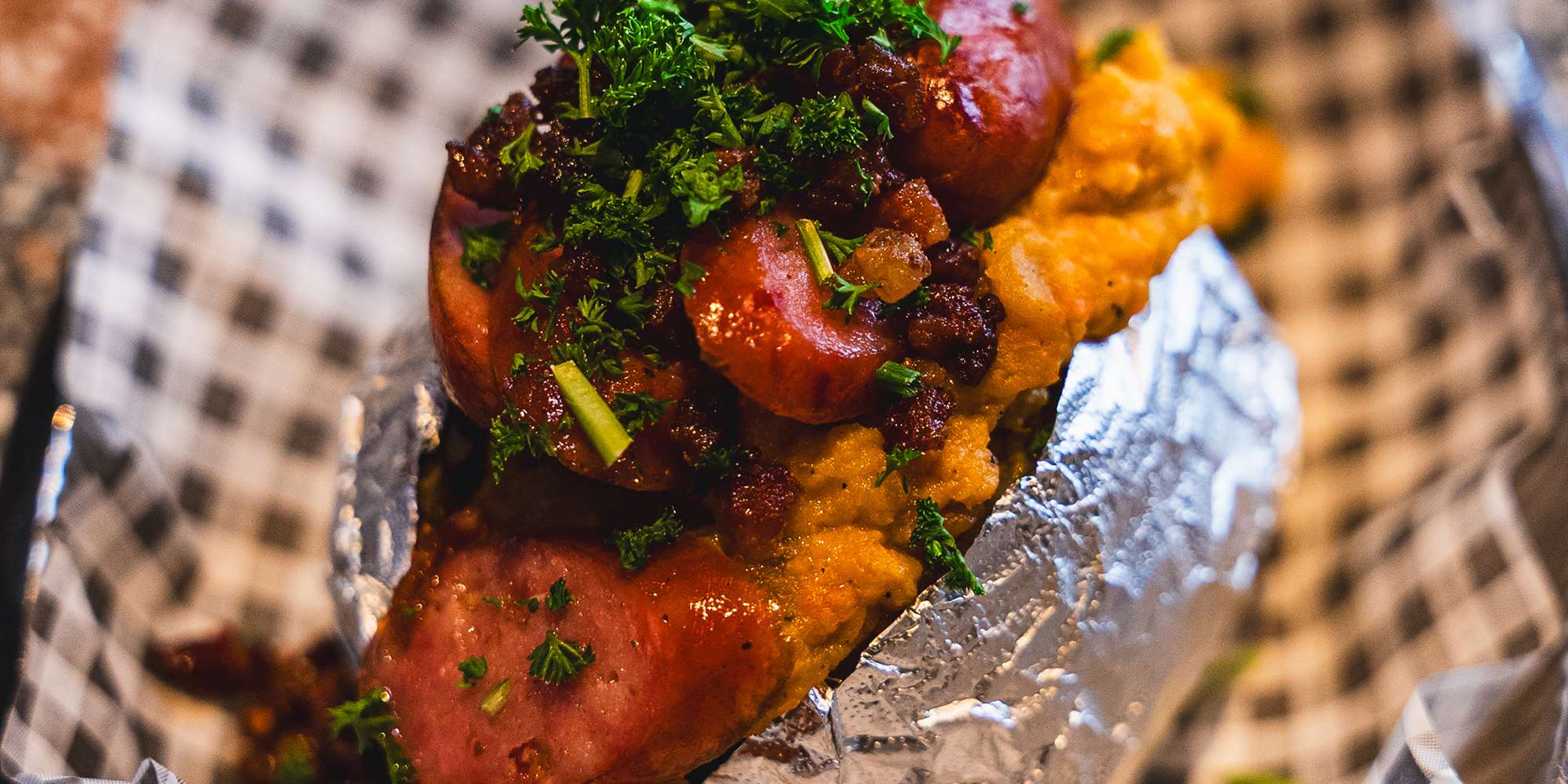 Baked Potato with norwegian delicatesse Pinnekjøttpølse