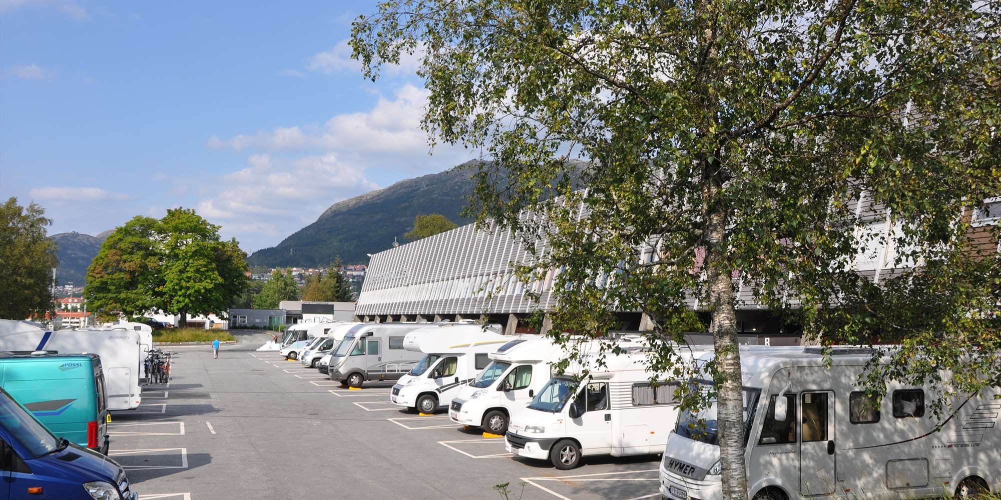 Campervan parking at Bergenshallen