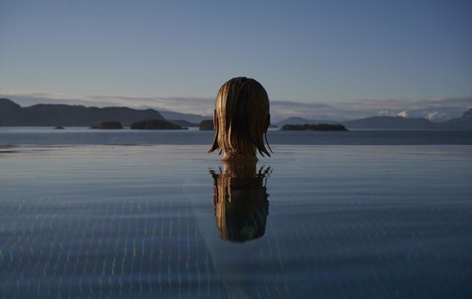 Outdoor pool with infinity line