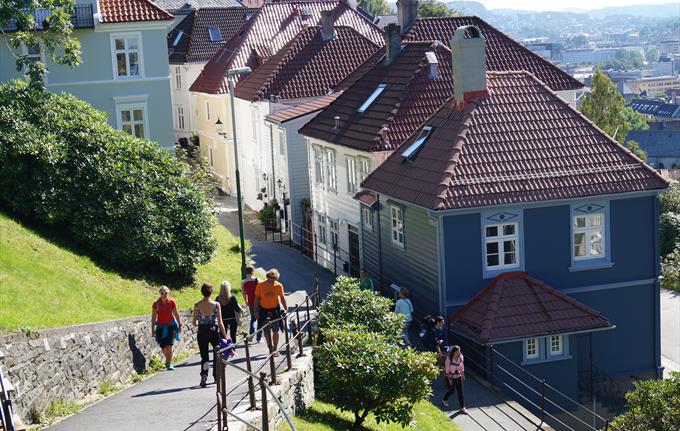 Walking down from Mount Fløyen