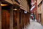 Exploring the narrow alleyways at Bryggen in Bergen