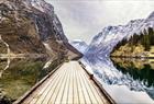 Snowy mountain peaks in the fjords