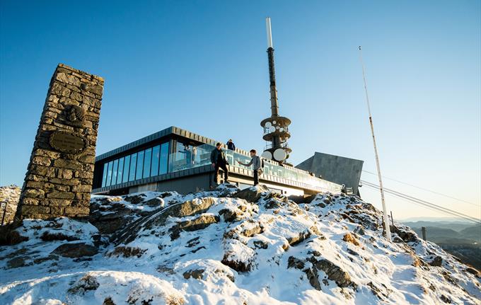 Winter at Mount Ulriken and the restaurant Skyskraperen