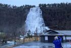 Tvindefossen Waterfall in winter